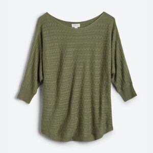 Market & Spruce Reviera Cable Knit Dolman Sweater - Green